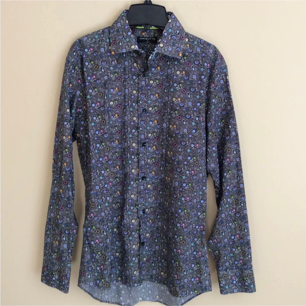 Masutto Men s Dress Shirt 100% Cotton Size Medium M